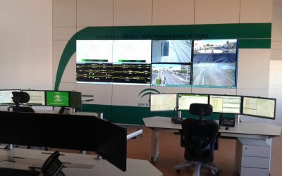 LCDWALL de la Sala de Control del Tranvía de la Bahía de Cádiz